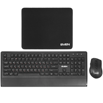 Комплект беспроводной (клавиатура+мышь) SVEN KB-C3800W USB Wireless черный