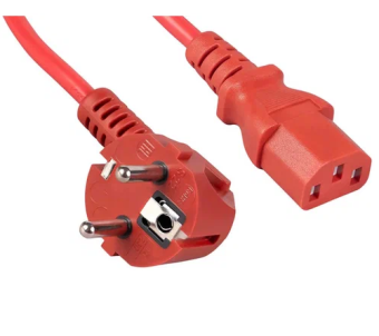 Кабель питания 220V  1.0м, Schuko- C13, 10А, VDE, Cablexpert красный