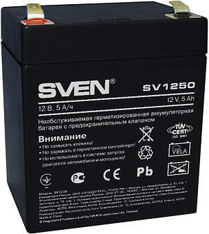 Аккумулятор для ИБП 12V,  5.0Ah, SVEN SV 1250