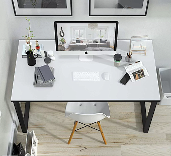 Стол компьютерный MaDXRacer KING LK14 "1420х820х750" белый, черная кромка