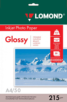 Бумага Lomond [A4] глянцевая, 215гр/м2, 50л