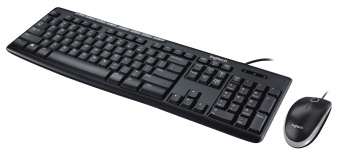 Комплект проводной (клавиатура+мышь) Logitech MK200 Media Corded Keyboard and Mouse Combo черный
