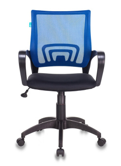 Кресло Бюрократ CH-695N (сетка/ткань, мех. качания, крест. пластик, до 150 кг) Черно-синий