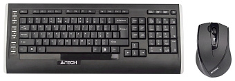 Комплект беспроводной (клавиатура+мышь) A4Tech 9300F Wireless черный