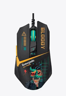 Мышь проводная A4Tech Bloody W63 Max Renegade (MAX BC3332-A 12K, 100 ~ 12000 CPI, 8000 fps, 1 мс, 250 ips) Yellow