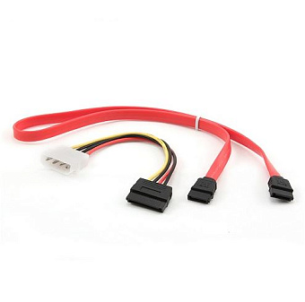 Кабель интерфейсный SATA  48см + питание 15см, Cablexpert, прямой разъем