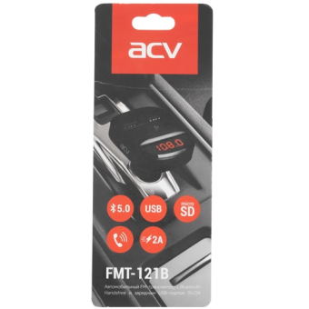 Модулятор FM ACV FMT-121B (MP3, microSD, Bluetooth, 2*USB) черный