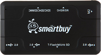 Концентратор USB-A - 3-port USB2.0 + Картридер, Smartbuy SBRH-750-K, черный