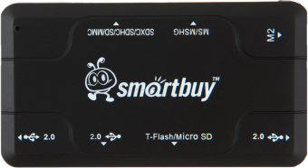 Концентратор USB-A - 3-port USB2.0 + Картридер, Smartbuy SBRH-750-K, черный