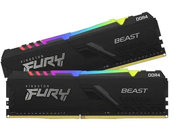 Модуль памяти DDR4 32Gb PC4-25600 3200MHz Kingston Fury Beast Black RGB (kit of 2)