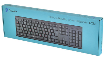 Клавиатура проводная Oklick 120M (красные буквы кириллицы) Black