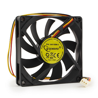 Вентилятор для корпуса 80mm Gembird D8015BM-3 (3pin, 80x80x15мм, 27дБ, 2600об/мин, провод 30cm)