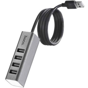 Концентратор USB-A - 4-port USB2.0, Hoco HB1, темно-серый