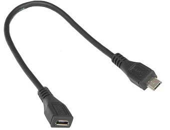 Кабель USB2.0 microBm < - > microBf удлинительный  0.2м, Flextron