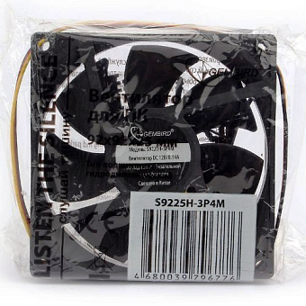 Вентилятор для корпуса .92mm Gembird S9225H-3P4M (3 pin/4pin Molex, провод 30cm)