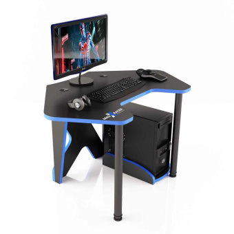 Стол компьютерный MaDXRacer PILOT GTC12 "1260х845х750" черный, кромка синяя