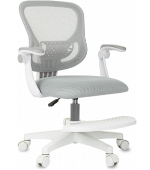 Кресло Бюрократ BUROKIDS 3 (ткань/сетка, эргономичная спинка, подножка, до 120 кг) Бело-серый