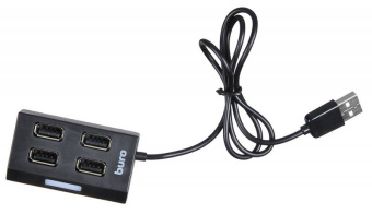 Концентратор USB-A - 4-port USB2.0, Buro BU-HUB4-U2.0, черный