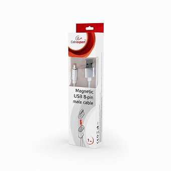 Кабель магнитный USB-A - Lightning, 1.0м, Cablexpert, алюминиевые разъемы, коробка