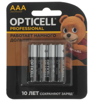 Элемент питания AAA, 1.5V,  4шт, Opticell Professional LR03