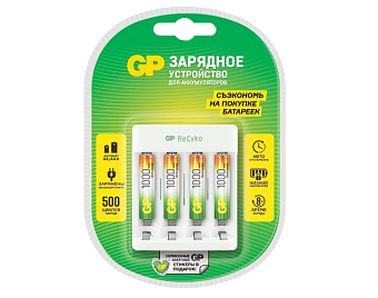 Зарядное устройство AA/AAA GP E411 + 4 аккумулятора AAA 1000mAh