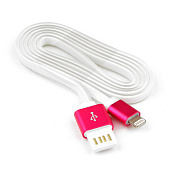 Кабель USB-A < - > Lightning, 1.0м, Cablexpert, силиконовый шнур, розовый металлик