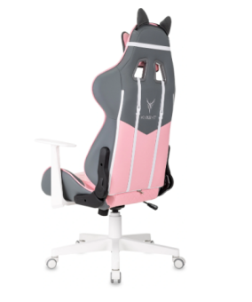 Кресло Knight Catzy (экокожа, мех. качания, крестов. пластик, до 120 кг) серый/розовый
