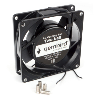 Вентилятор для корпуса 92mm Gembird AC9225B22H (2-pin, 92x92x25мм, AC, 220 B, подшипник, провод 30 см)