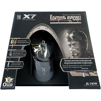 Мышь проводная A4Tech XL-747H 3600dpi черный/коричневый