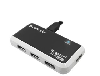 Концентратор USB-A - 4-port USB2.0, Defender Quadro Infix, кабель 0.8м