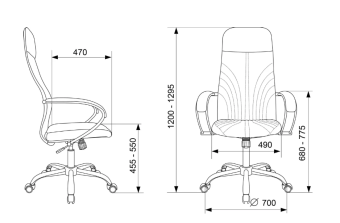 Кресло Бюрократ CH-610SL (эко.кожа, мех. качания, крест. металл хром, до 120 кг) Черный