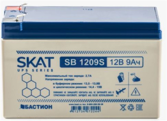 Аккумулятор для ИБП 12V,  9.0Ah, SKAT SB 1209S (F1)