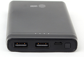 Внешний аккумулятор 10000 mAh_ Cactus CS-PBFSPT-10000 солн.бат. черный