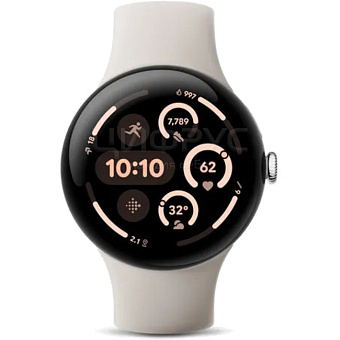Смарт-часы Google Pixel Watch 3 45mm Wi-Fi Polished Silver/Porcelain Band (фарфоровый)