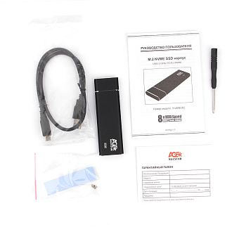 Внешний контейнер USB3.0 -> M.2", AgeStar 31UBNV5C NVME, M-key, алюминий, Type-C, черный