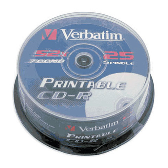 Диск CD-R 700 Mb Verbatim 52x Cake Box, DL+, Printable (25шт.)