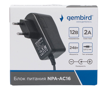 Блок питания универсальный Gembird NPA-AC16, 24Вт 1 штекер