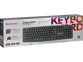 Клавиатура проводная Defender Concept HB-164 USB Black