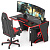 Стол компьютерный MaDXRacer KING GT14 "1400х900х750" черный, кромка красная