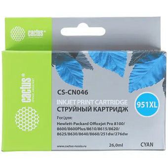 Картридж лазерный Cactus CS-CN046 (951XL) для HP 8100/8600 голубой