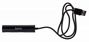 Концентратор USB-A - 4-port USB2.0, Buro BU-HUB4-0.5R-U2.0, черный
