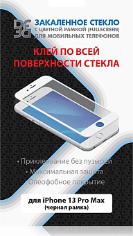 Защитное стекло для смартфона Apple iPhone 13 Pro Max 6.7" DF iColor-32 закаленное 9H с рамкой (full