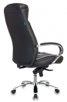 Кресло Бюрократ T-9922SL (кожа/кожзам, мех. качания, крест. металл хром, до 200 кг) Черный