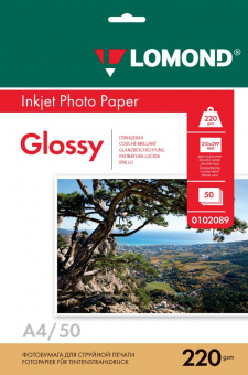 Бумага Lomond [A4] глянцевая 2х сторонняя, 220гр/м2, 50л