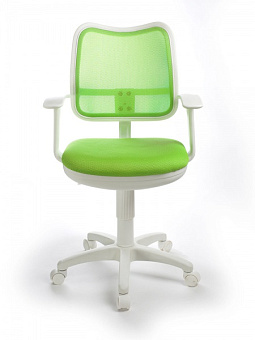 Кресло Бюрократ CH-W797 (сетка/ткань, пруж.-винт. мех. качания, крест. пластик, до 100 кг) Бело-салатовый