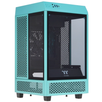 Корпус Thermaltake The Tower 100 Tempered Glass no PSU mITX бирюзовый