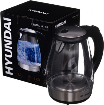 Чайник Hyundai HYK-G2030 1.7л. 2200Вт черный (стекло)