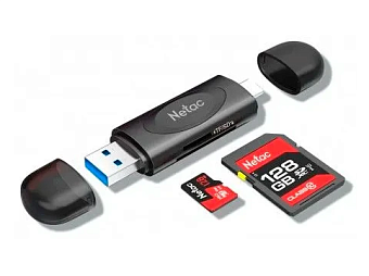 Внешний картридер USB3.2 + Type C Netac NT09WK14-30BK Grey