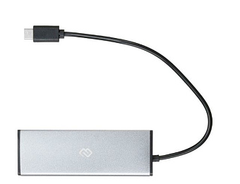 Концентратор USB-C - 4-port USB2.0, Digma HUB-4U2.0-UC-DS, серебристый