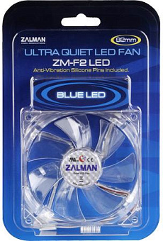 Вентилятор для корпуса .92mm Zalman ZM-F2BL LED blue (92x92x25мм, 900-1800об/мин, 20-36дБ, подшипник